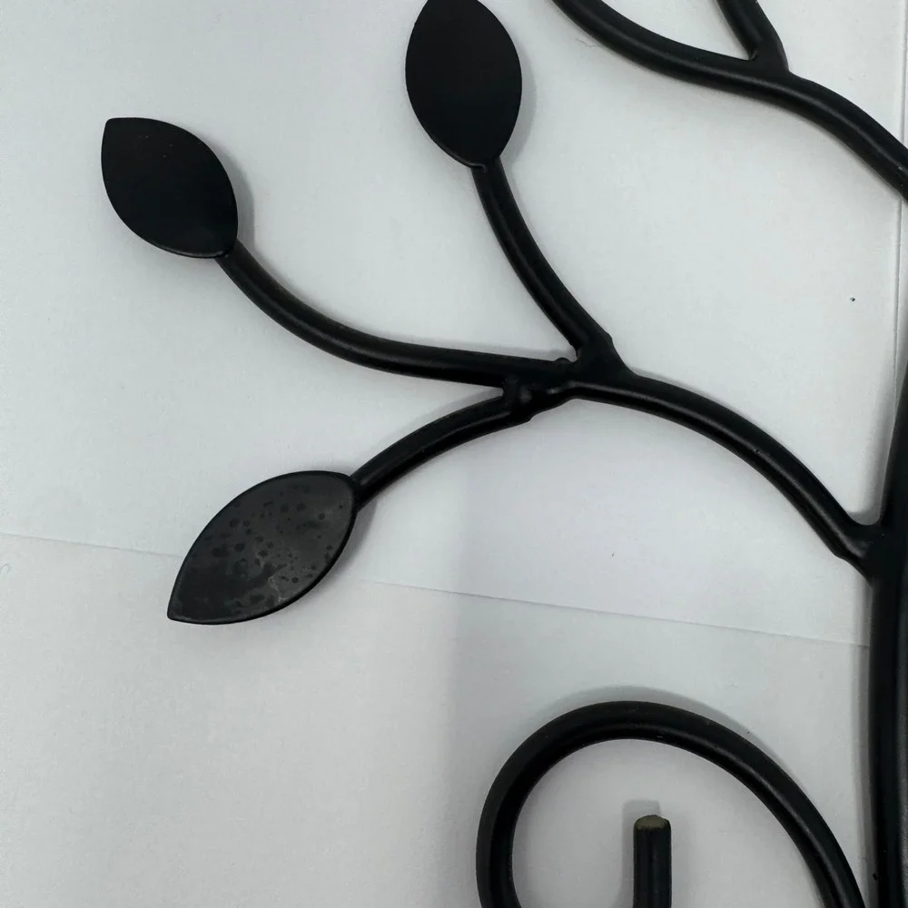 Metal Tree Wall Coat Hook Decorative Entryway Key Holder Rack Black
